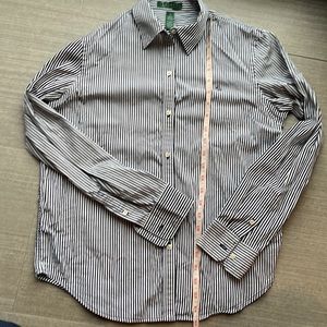 Lauren by Ralph Lauren Navy Striped Button down shirt